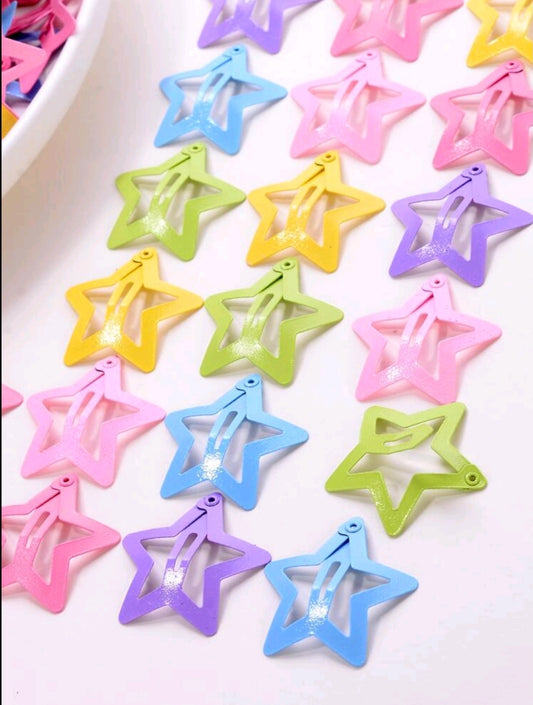 Girls' Cute Colorful Star Shaped Bb Hair Metallic Clip, Random Color, Suitable For Daily Life