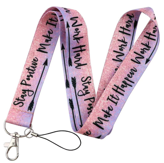 Inspirational Quotes Mobile Phone Rope Clip Sleeve Webbing ID Card Keychain Hanging Rope Slings