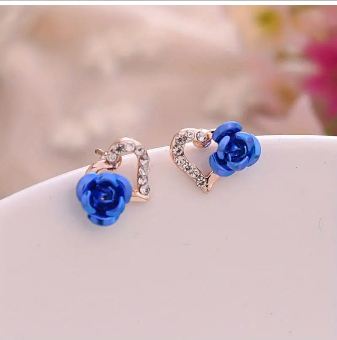 Love Rose Flower Stud Earrings, Simple Ear Accessories, Elegant And Fashionable