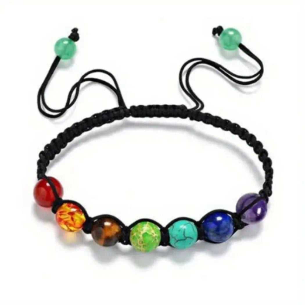 1pc Handmade 7 Chakra Beads Bracelet & Bangles Gift, Adjustable Circumference