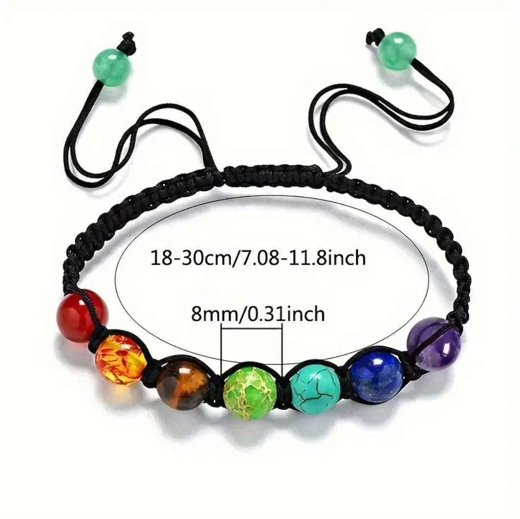 1pc Handmade 7 Chakra Beads Bracelet & Bangles Gift, Adjustable Circumference