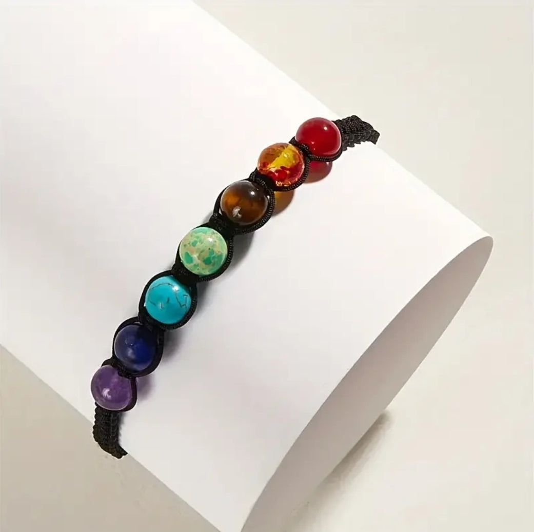 1pc Handmade 7 Chakra Beads Bracelet & Bangles Gift, Adjustable Circumference